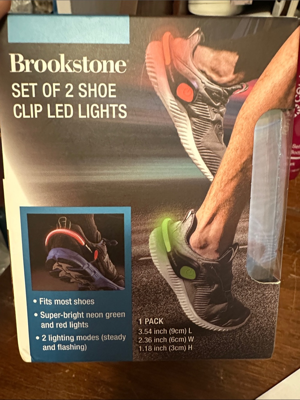Brookstone Neon Green and Red Shoe Clip LED Set
